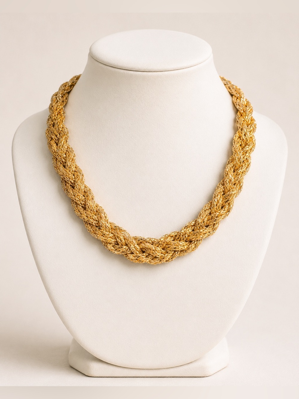 Lightweight Gold Tone Braided Statement Necklace